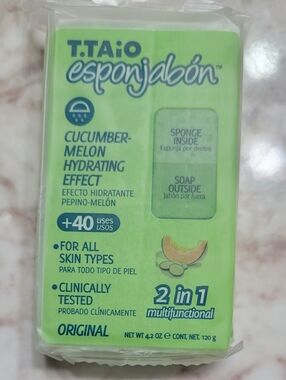 T.Taio Esponjabon Cucumber-Melon Hydrating 2-in-1 Soap Sponge - Light Green
